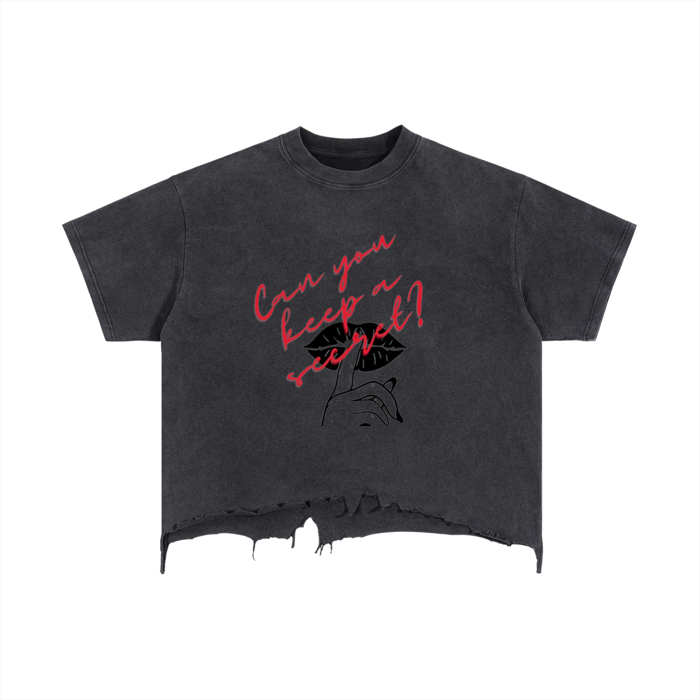 Vintage Wash Boxy Distressed Hem T-Shirt